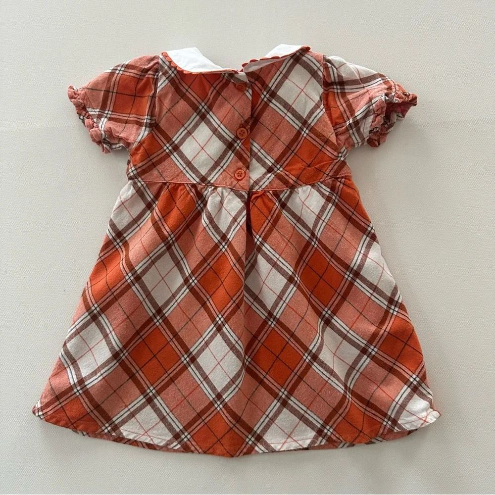 Gymboree 12-18 Months Baby Girl Pumpkin Plaid Flannel Dress Orange Fall